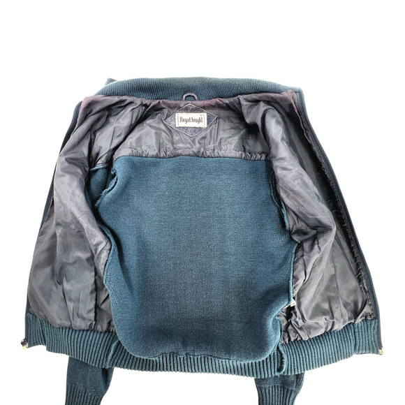 Vintage Royal Knight Leather Knit Jacket Mens Medium Blue Suede Zip - Picture 4 of 13